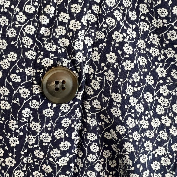 LF SEEK The Label Button-Front Tie-Back Dress, Size S, Navy Blue, Floral Pattern - Picture 4 of 8